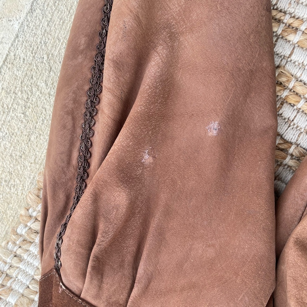 Vintage Winlit Leather Jacket Boho Patchwork Western Distressed Brown 90s - Picture 12 of 14